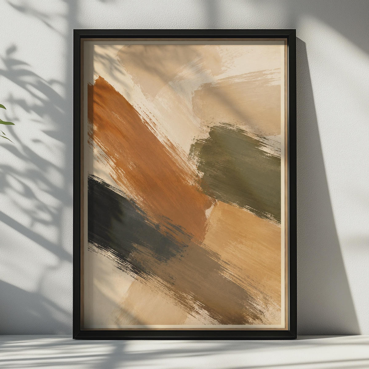 Abstract Brushstroke Terracotta Olive Beige Poster, Earthy Tones Modern Art Print, Contemporary Living Room Bedroom Decor