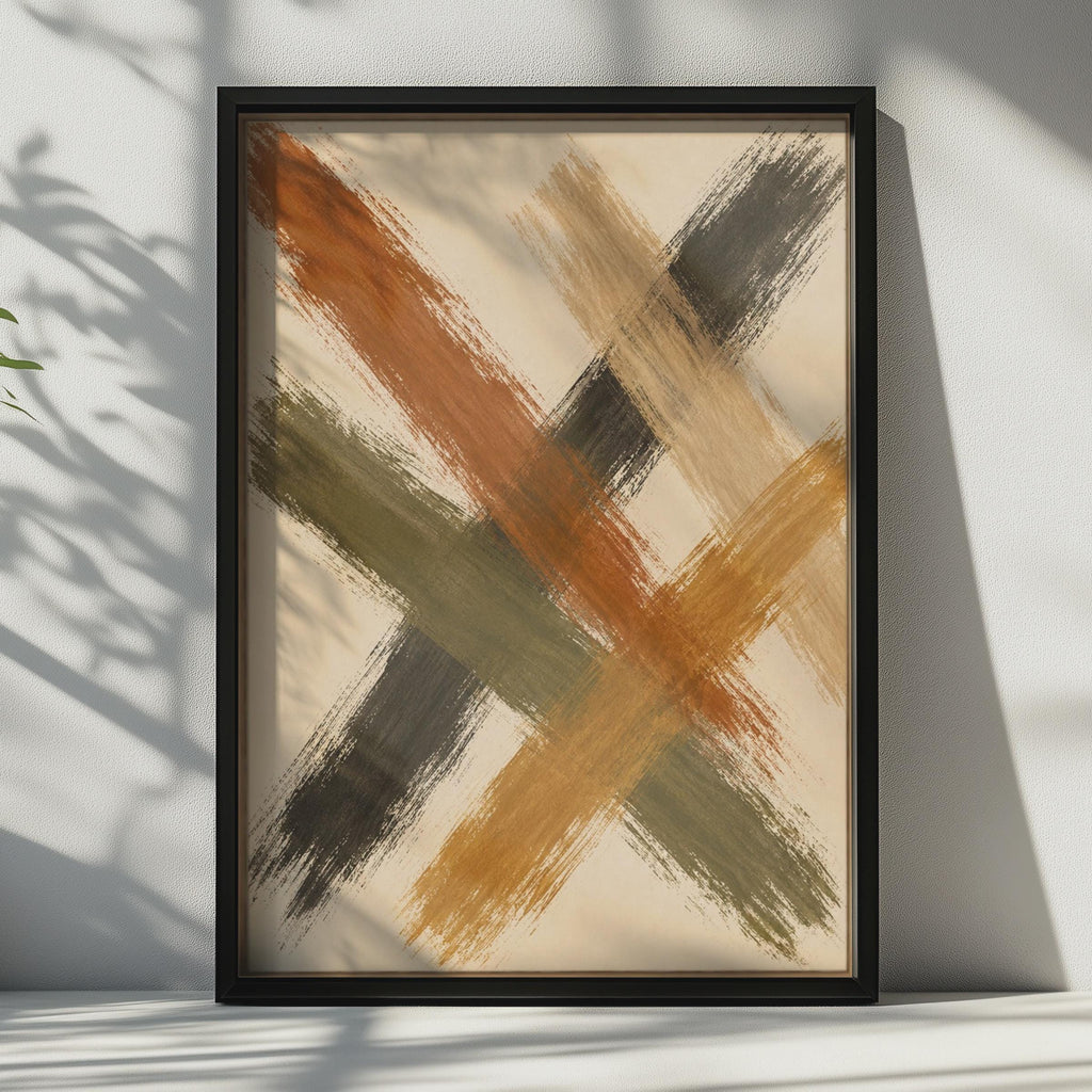Abstract Brushstroke Poster, Earthy Tone Wall Art, Terracotta Olive Mustard Bedroom Decor, Modern Living Room, Bold Neutral A