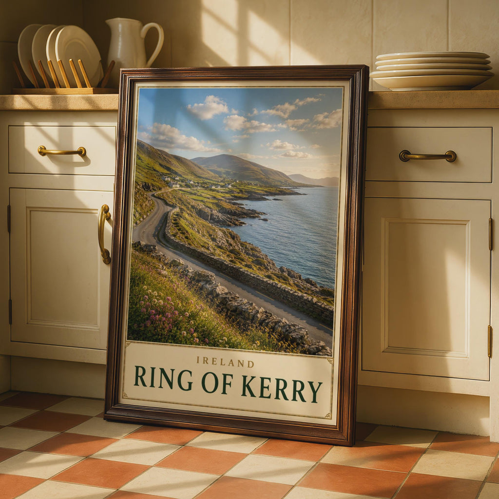 Ring of Kerry Ireland Travel Poster, Coastal Road Scenic Wall Art (Print)