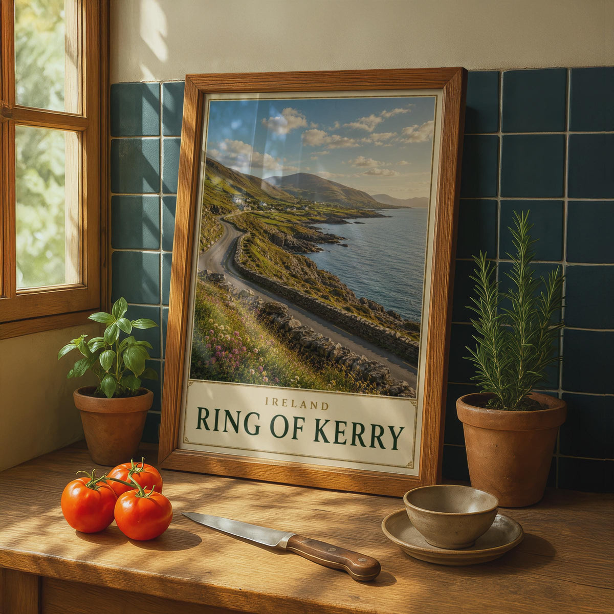 Ring of Kerry Ireland Travel Poster, Coastal Road Scenic Wall Art (Print)