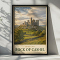 Rock of Cashel Ireland Travel Poster, Medieval Castle Ruins, Tipperary Landscape Art