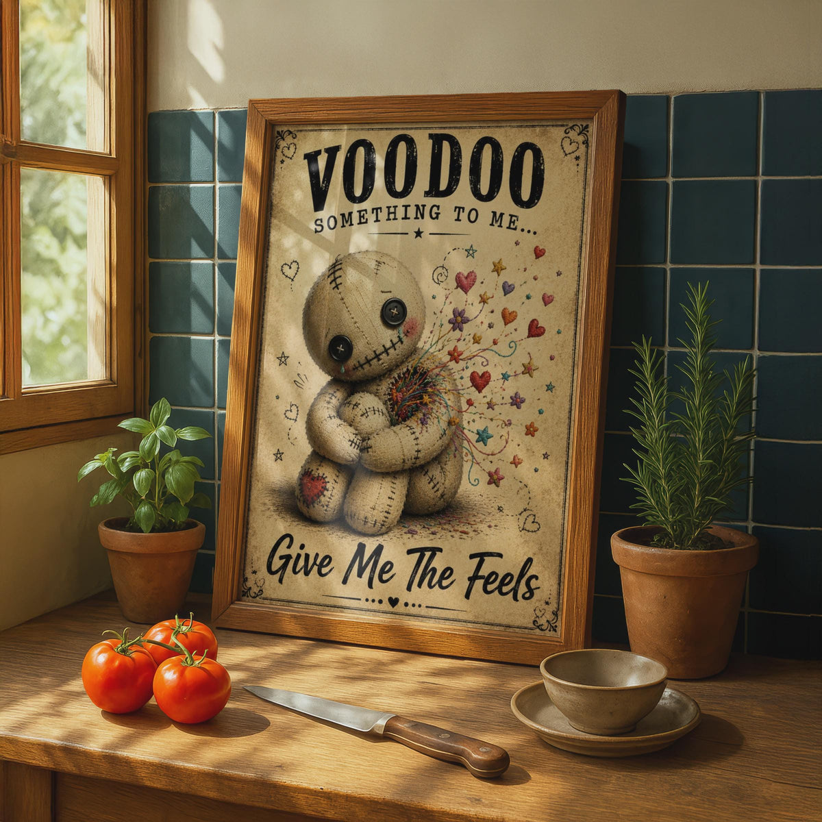 Voodoo Doll Poster, Give Me The Feels Quirky Wall Art, Dark Humour Gift Print