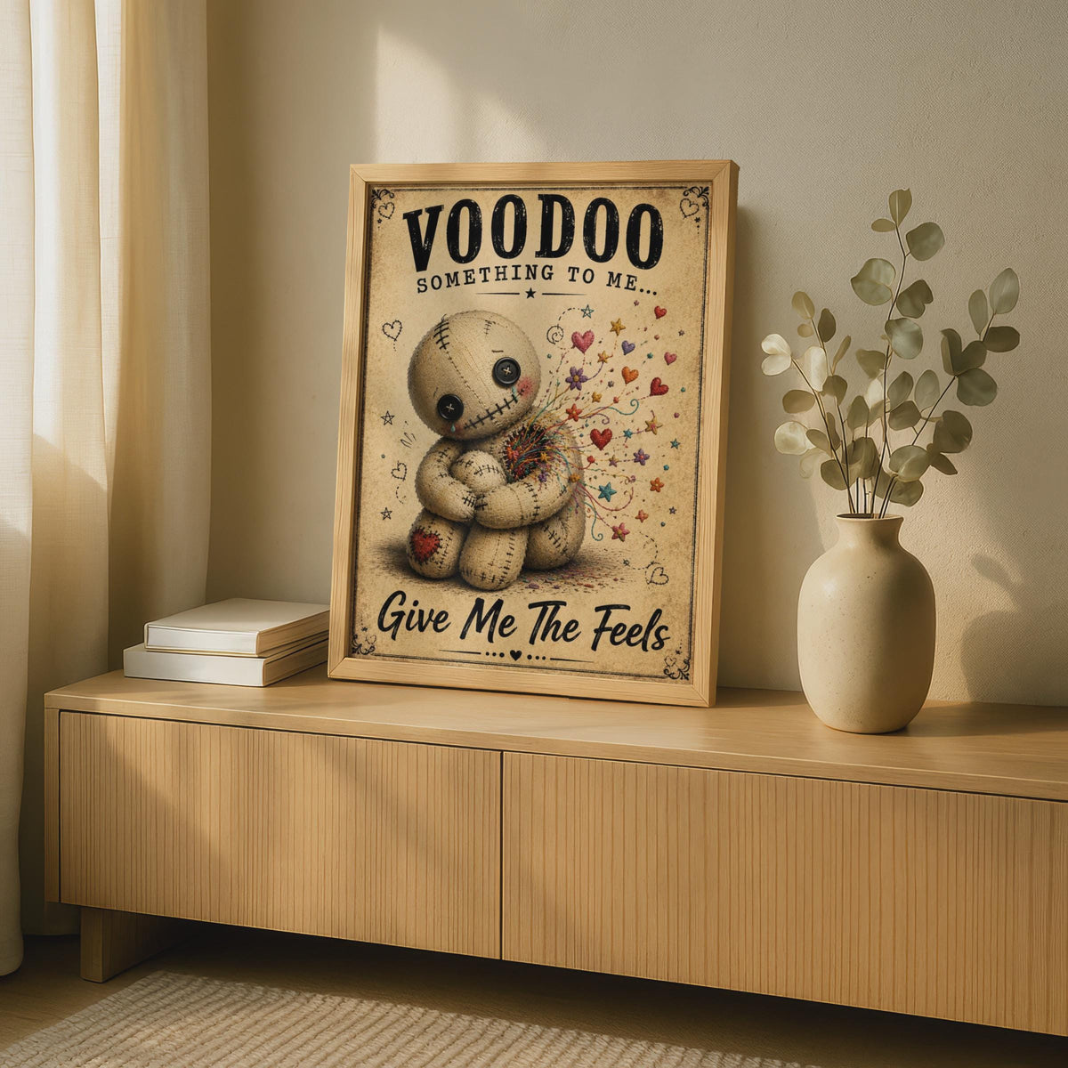 Voodoo Doll Poster, Give Me The Feels Quirky Wall Art, Dark Humour Gift Print