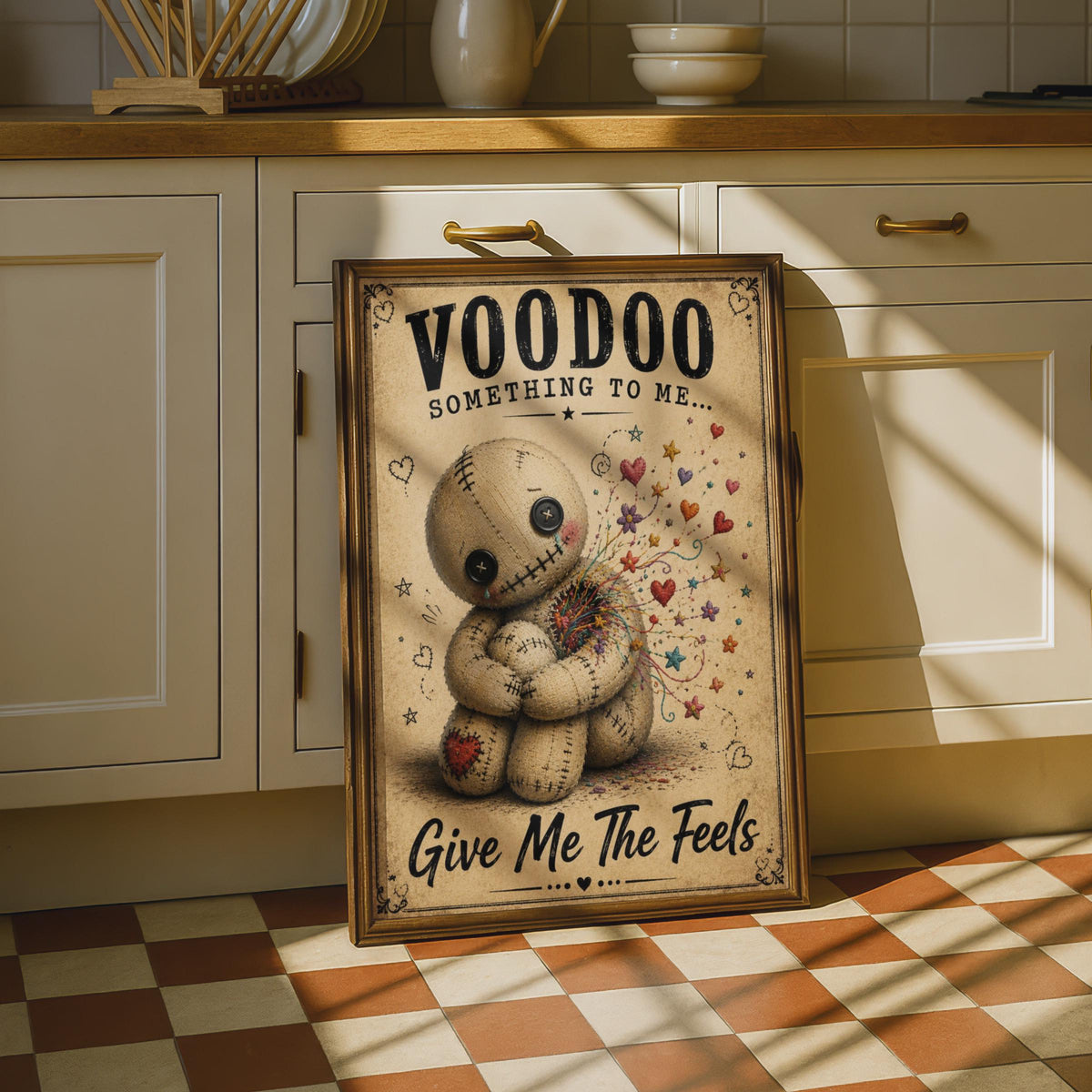 Voodoo Doll Poster, Give Me The Feels Quirky Wall Art, Dark Humour Gift Print