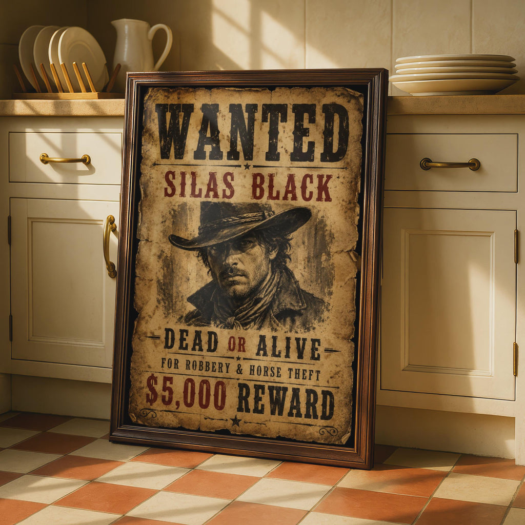 Wild West Cowboy Poster Kids Western Bedroom Wall Art Vintage Wanted Outlaw Print