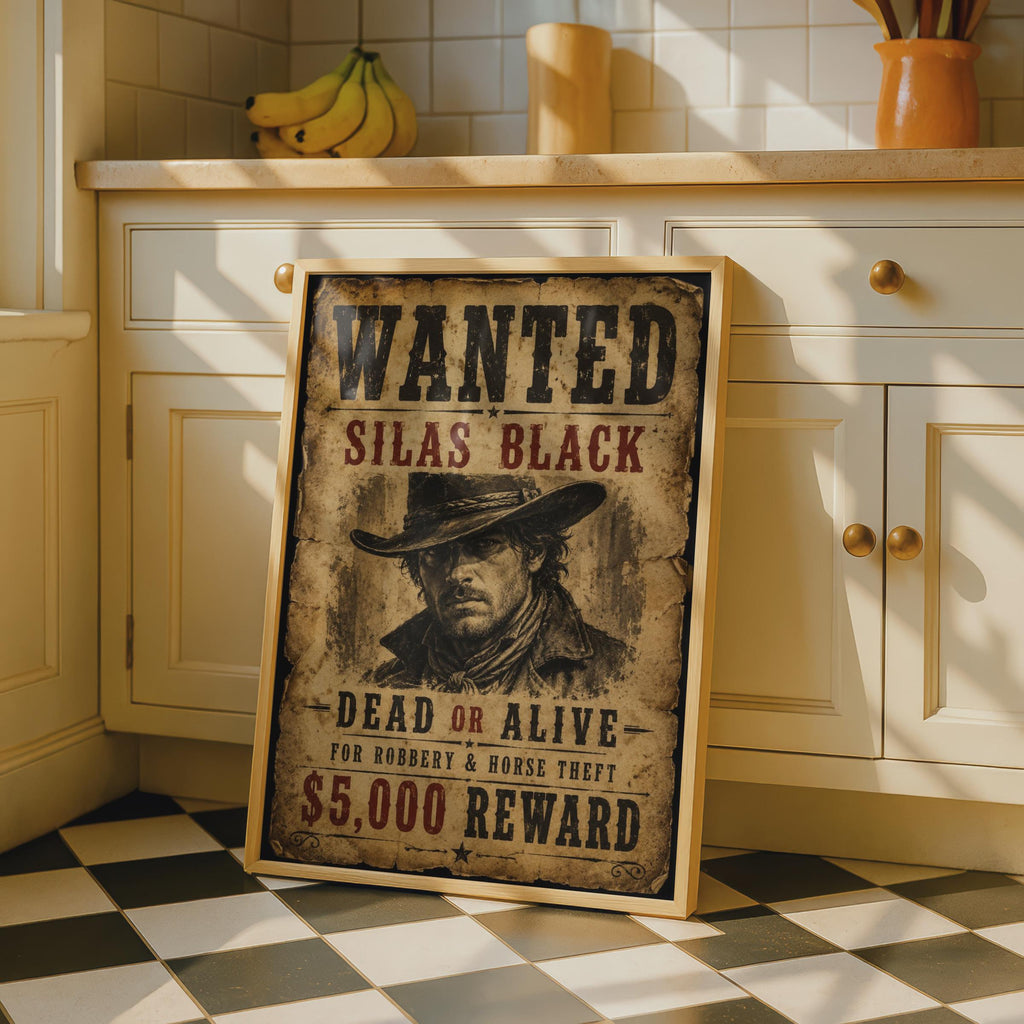 Wild West Cowboy Poster Kids Western Bedroom Wall Art Vintage Wanted Outlaw Print