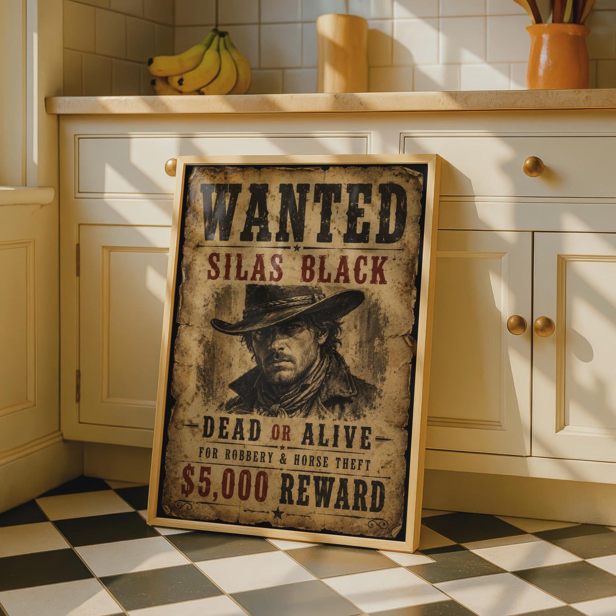 Wild West Cowboy Poster Kids Western Bedroom Wall Art Vintage Wanted Outlaw Print