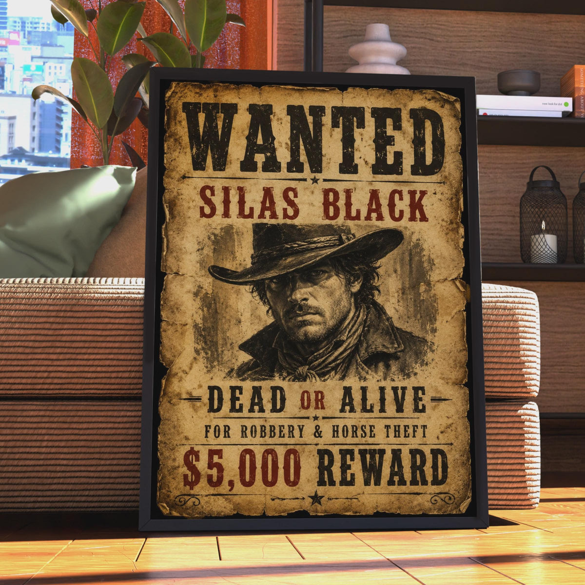 Wild West Cowboy Poster Kids Western Bedroom Wall Art Vintage Wanted Outlaw Print