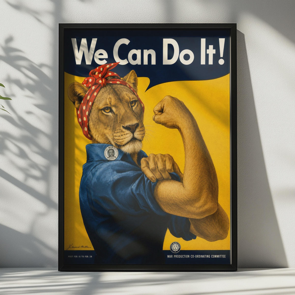 We Can Do It Lion Poster, Feminist Lioness Wall Art,  Parody Print