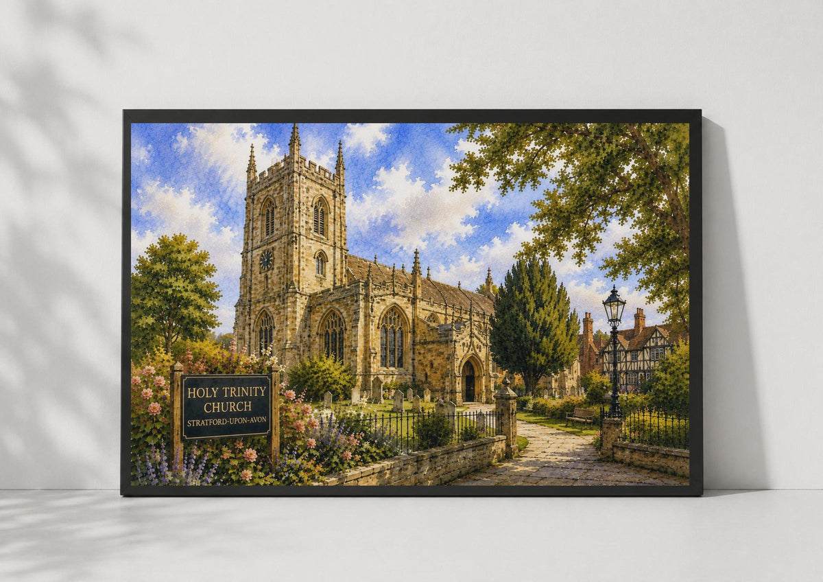 Holy Trinity Church Stratford-Upon-Avon Watercolour Poster, English Heritage Wall Art