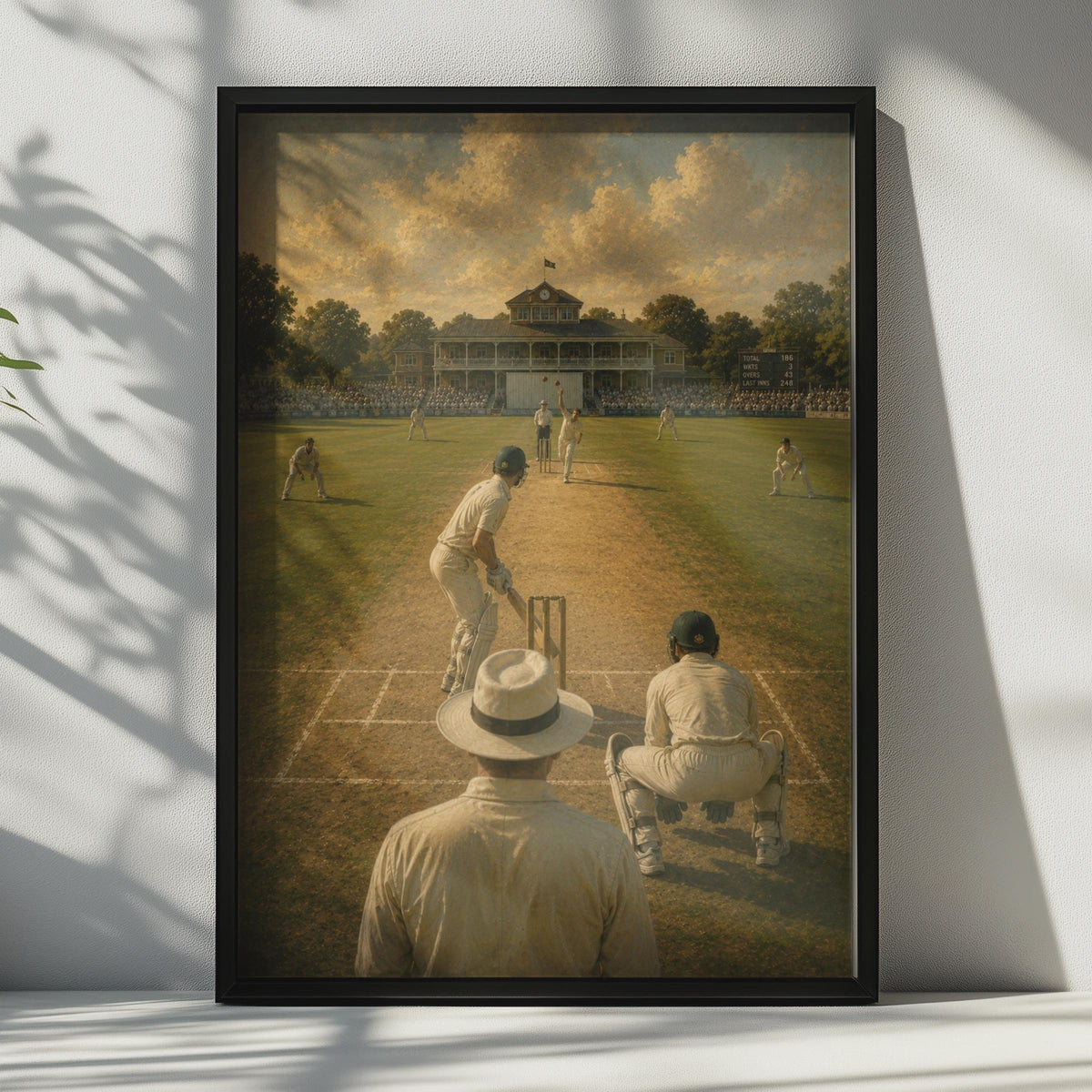 Vintage Cricket Match Poster, Classic English Ground Art, Retro Sport Painting Print