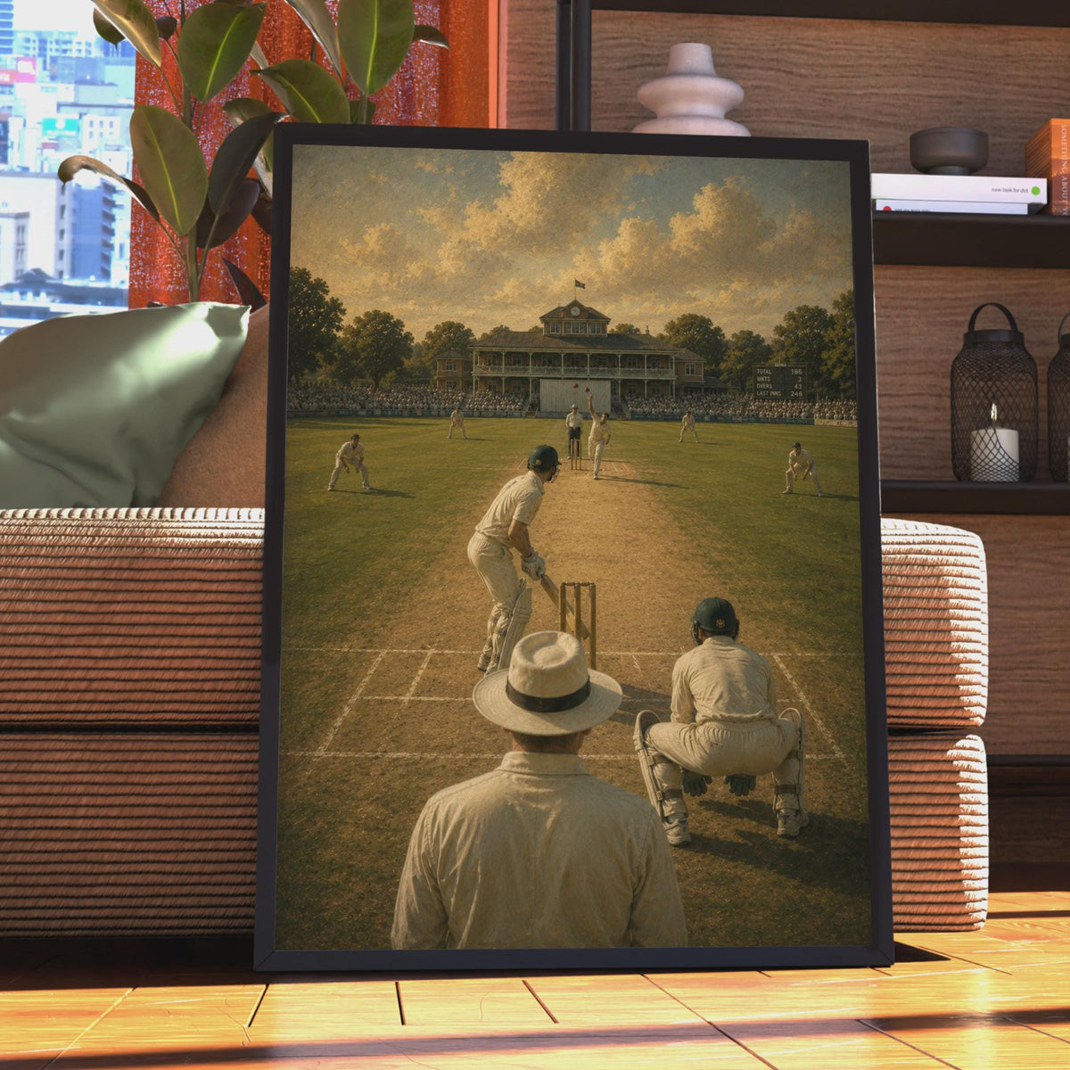 Vintage Cricket Match Poster, Classic English Ground Art, Retro Sport Painting Print