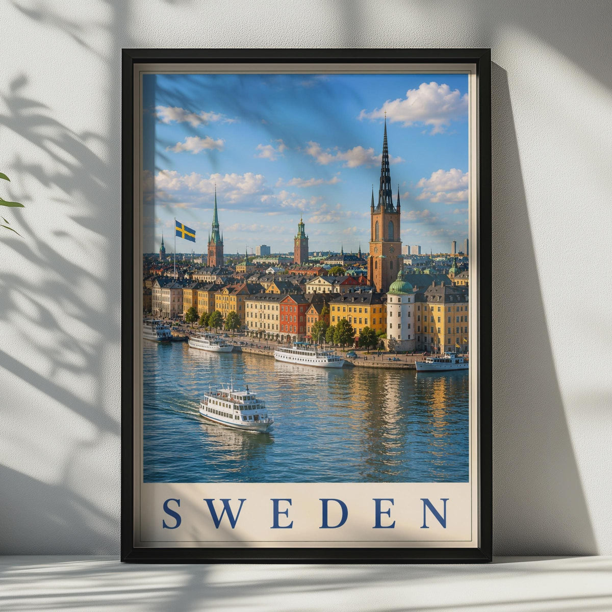 Sweden Travel Poster, Stockholm Skyline Wall Art, Scandinavian City Print, Nordic Home Decor