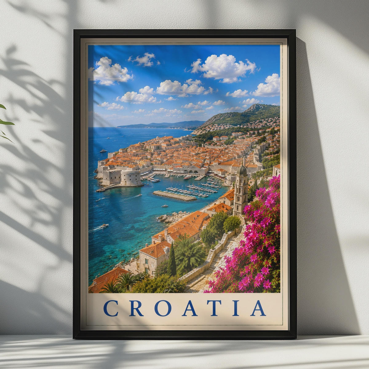 Croatia Travel Poster, Dubrovnik Old Town Wall Art, Adriatic Sea Print, Mediterranean Decor