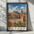 Poland Warsaw Old Town Travel Poster, Castle Square Wall Art, Europe City Print
