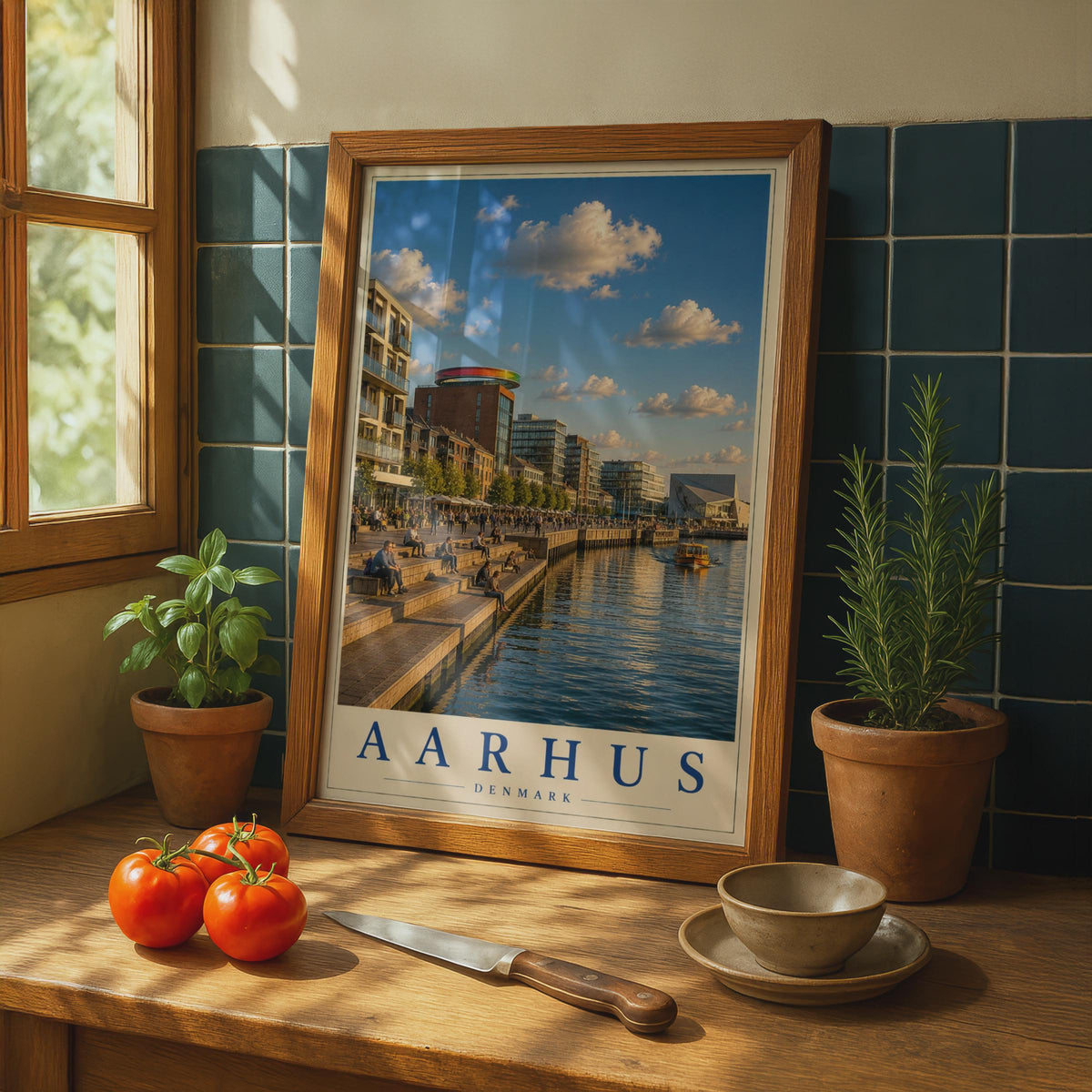 Aarhus Denmark Poster, Harbour Waterfront Wall Art, Scandinavian City Travel Print