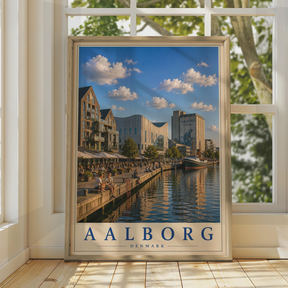 Aalborg Denmark Travel Poster, Danish Harbour Wall Art, Scandinavia City Print, Nordic Home Decor