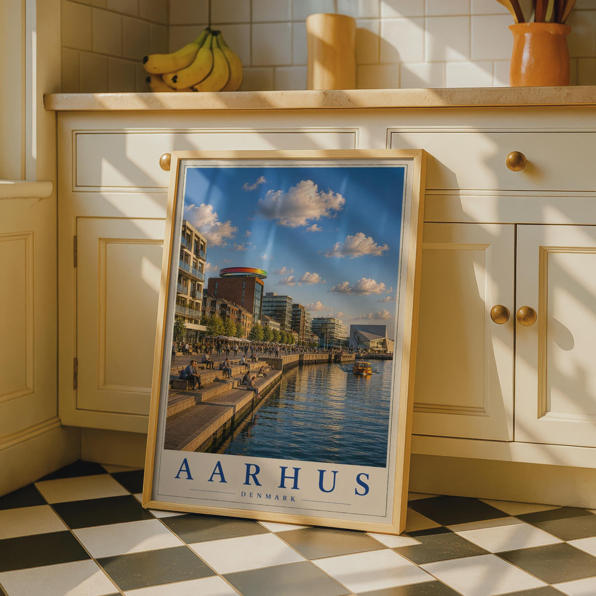 Aarhus Denmark Poster, Harbour Waterfront Wall Art, Scandinavian City Travel Print