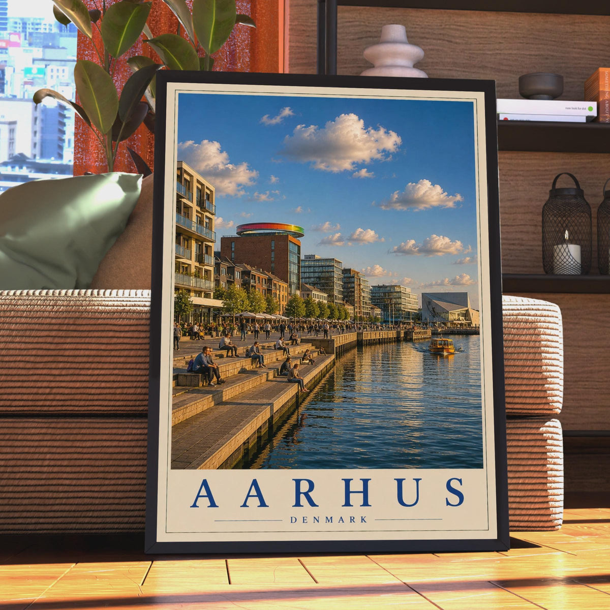 Aarhus Denmark Poster, Harbour Waterfront Wall Art, Scandinavian City Travel Print