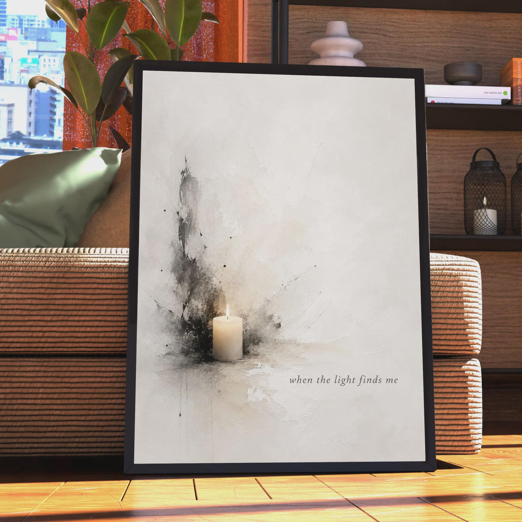 When The Light Finds Me Candle Poster, Abstract Grief Comfort Art, Minimalist Wall Decor