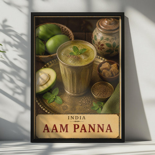 Aam Panna India Drink Poster, Vintage Green Mango Beverage Art (Printed)