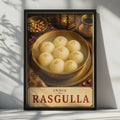 India Rasgulla Food Poster, Vintage Indian Sweet Dessert Art, Warm Tones (Print)