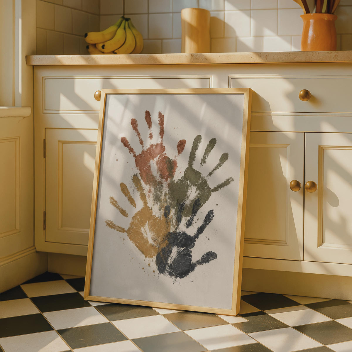 Earthy Tone Handprint Art Poster, Boho Minimalist Unity Wall Art (Physical Print)
