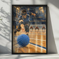 Goalball Sports Poster, Paralympic Athlete Wall Art, Indoor Sports Print, Blue and Gold Gym Decor, Disability Sport