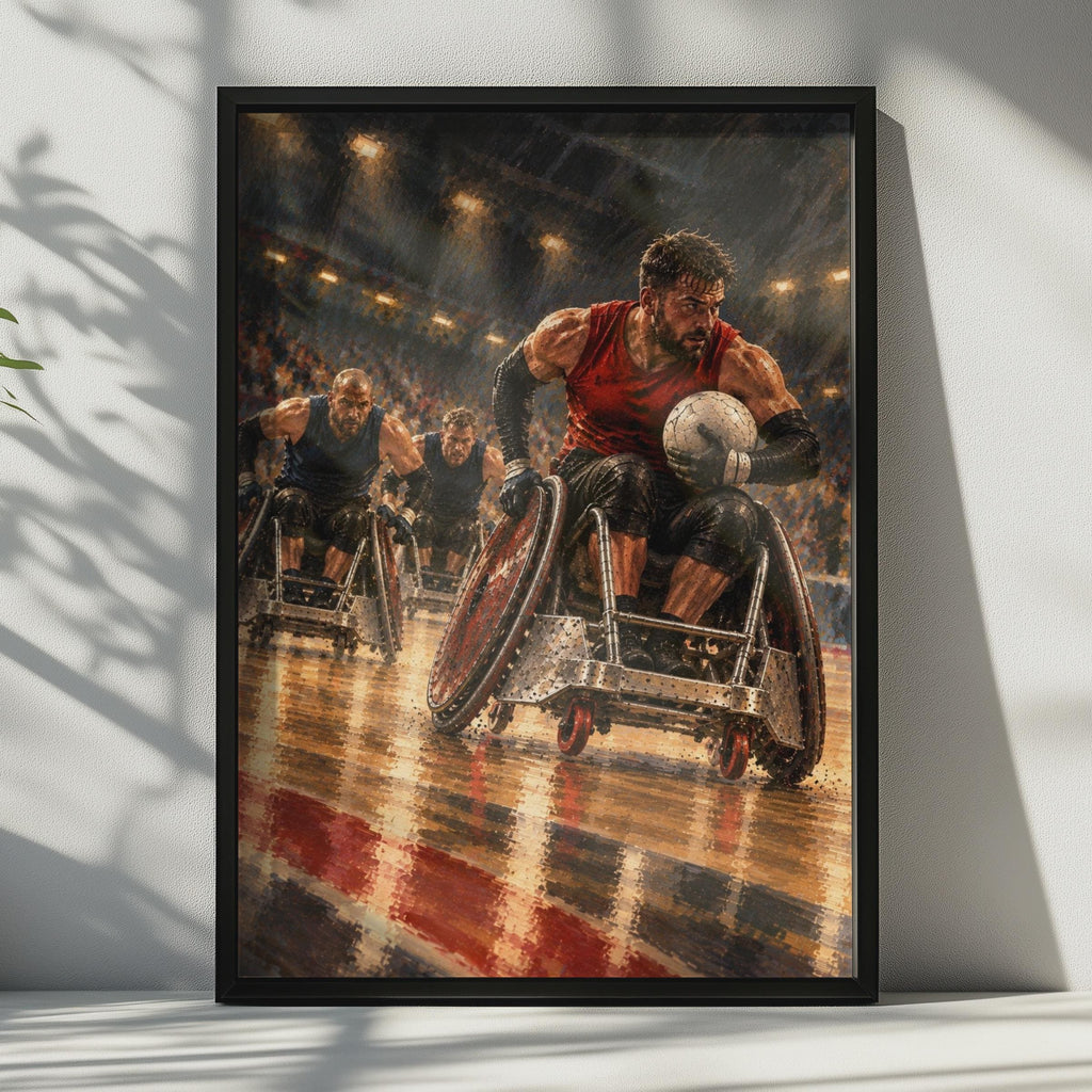 Wheelchair Rugby Poster, Paralympic Sport Wall Art, Adaptive Athletes Arena Print, Intense Action Sports Decor, Inspirational