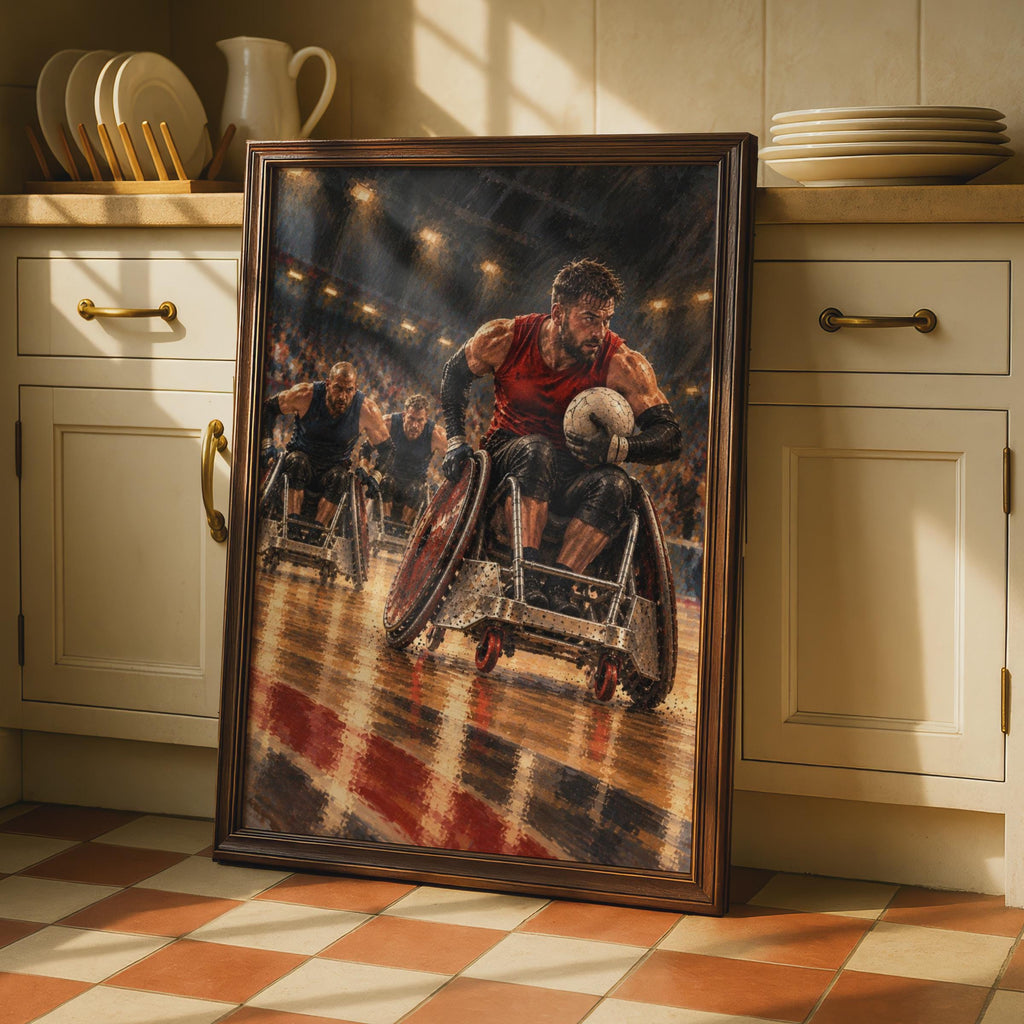Wheelchair Rugby Poster, Paralympic Sport Wall Art, Adaptive Athletes Arena Print, Intense Action Sports Decor, Inspirational