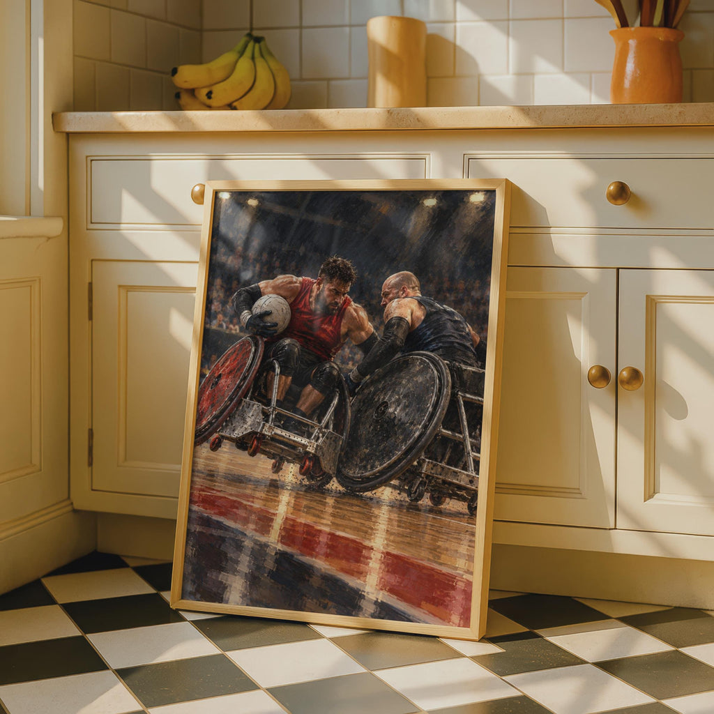 Wheelchair Rugby Poster, Paralympic Sport Wall Art, Adaptive Athletics Print, Inspirational Disabled Sport, Arena Action Spor