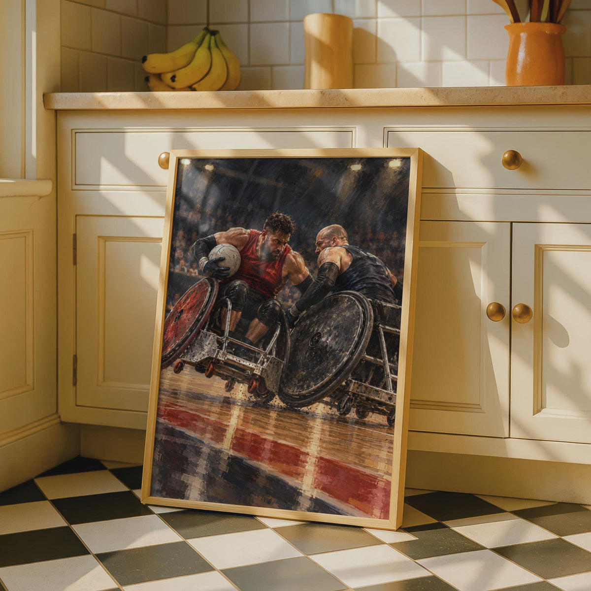 Wheelchair Rugby Poster, Paralympic Sport Wall Art, Adaptive Athletics Print, Inspirational Disabled Sport, Arena Action Spor