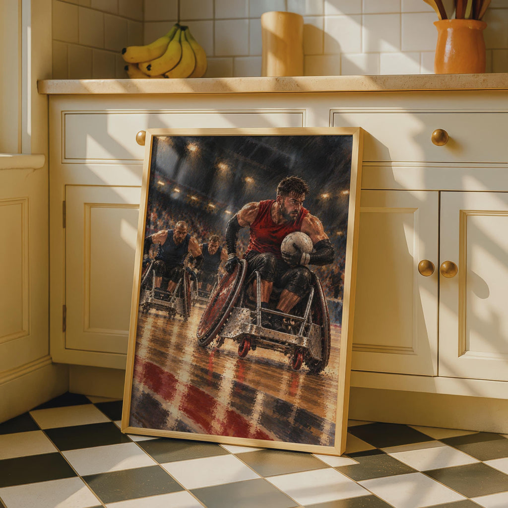 Wheelchair Rugby Poster, Paralympic Sport Wall Art, Adaptive Athletes Arena Print, Intense Action Sports Decor, Inspirational