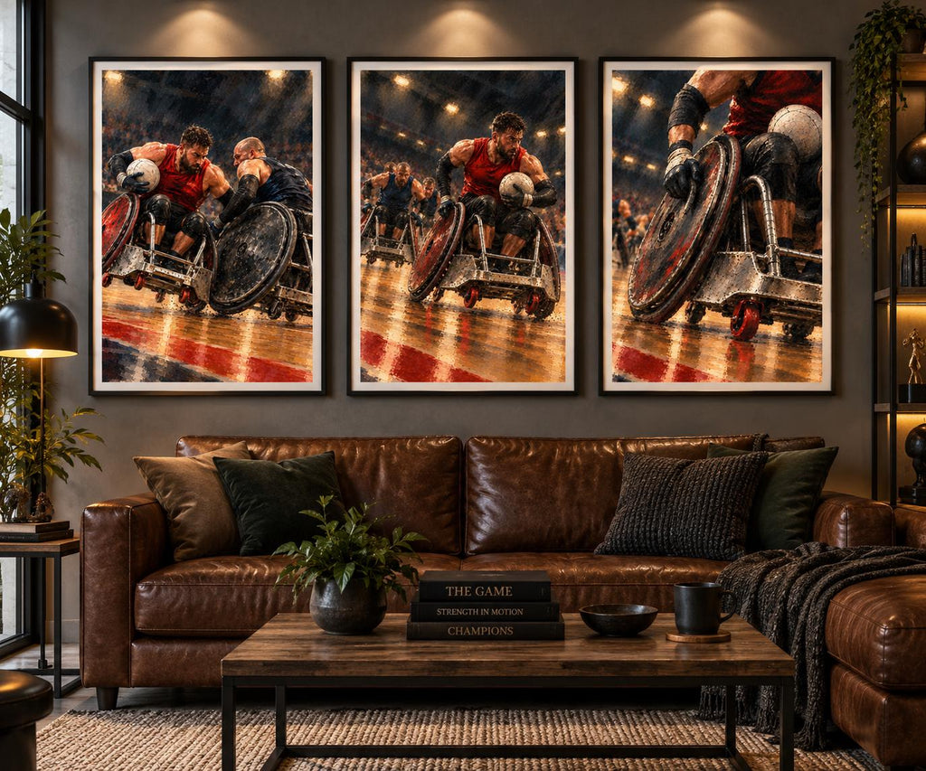 Wheelchair Rugby Poster, Paralympic Sport Wall Art, Adaptive Athletes Arena Print, Intense Action Sports Decor, Inspirational