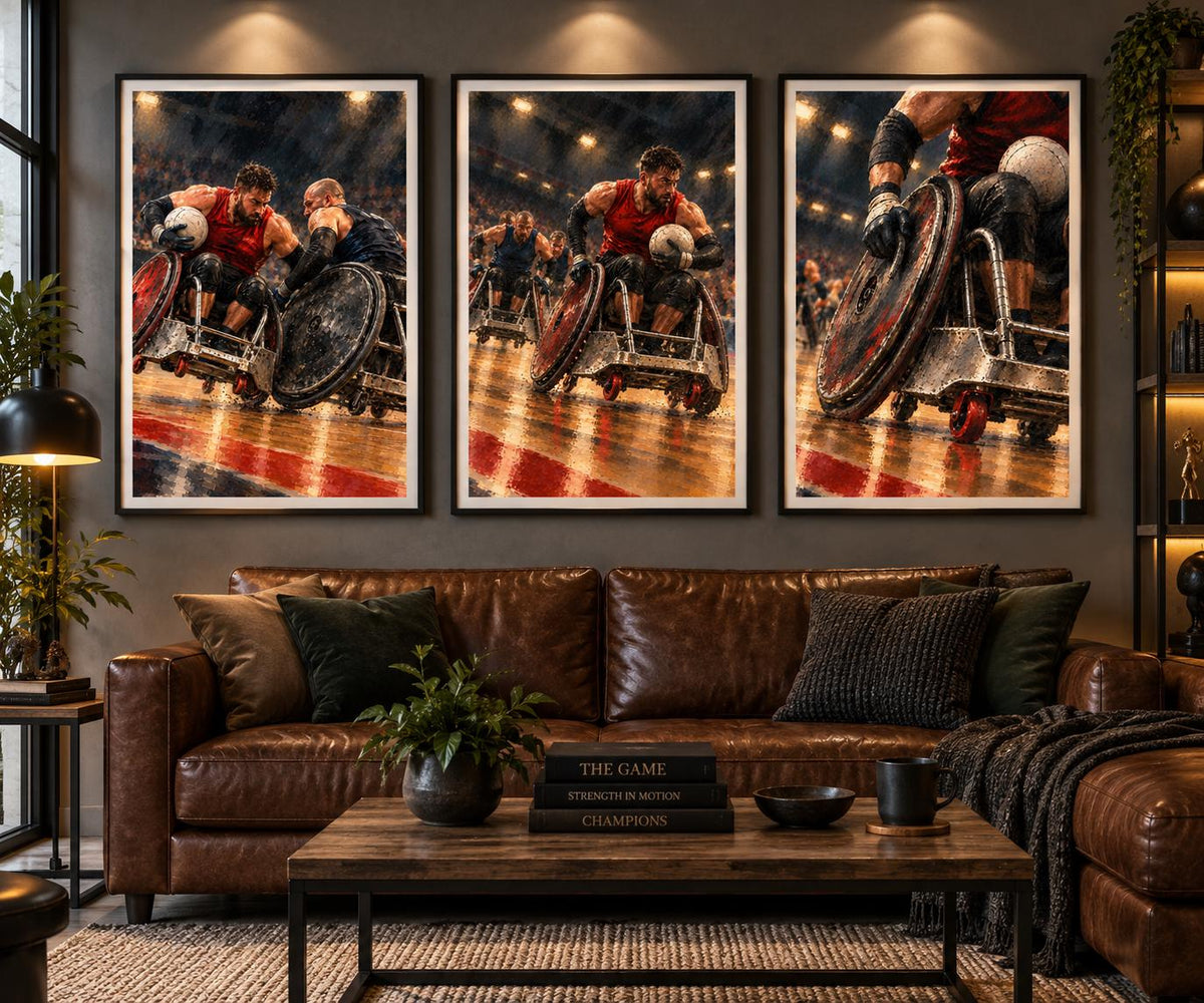 Wheelchair Rugby Poster, Paralympic Sport Wall Art, Adaptive Athletes Arena Print, Intense Action Sports Decor, Inspirational
