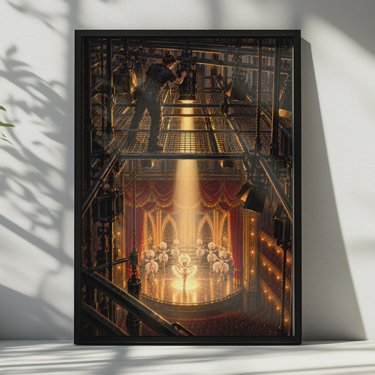 Theatre Spotlight Poster, Showgirls, Cabaret Burlesque Art (Print)