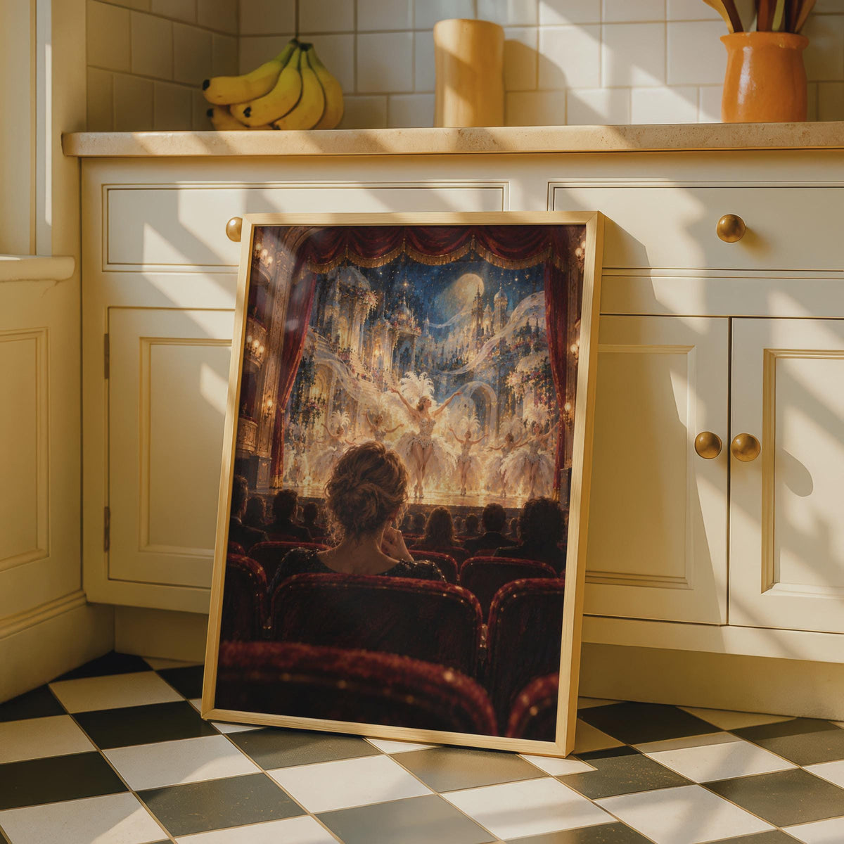 Grand Opera House Ballerina Stage Print, Red Gold Decor, Dance Lover Gift