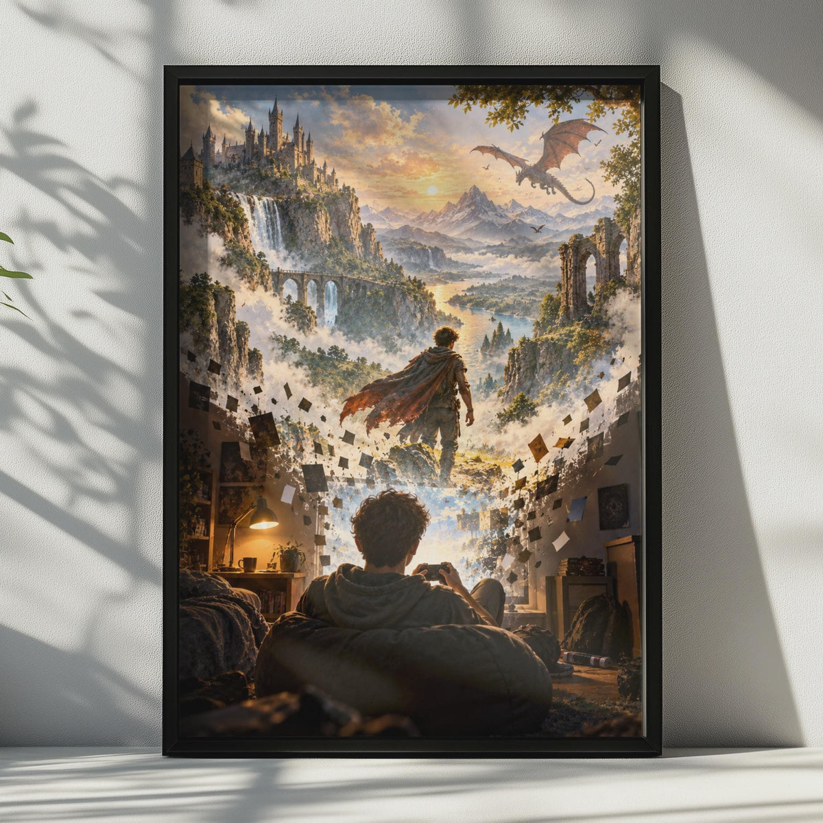 Fantasy Gamer Poster, Dragon Castle Adventure, RPG Wall Art (Print)