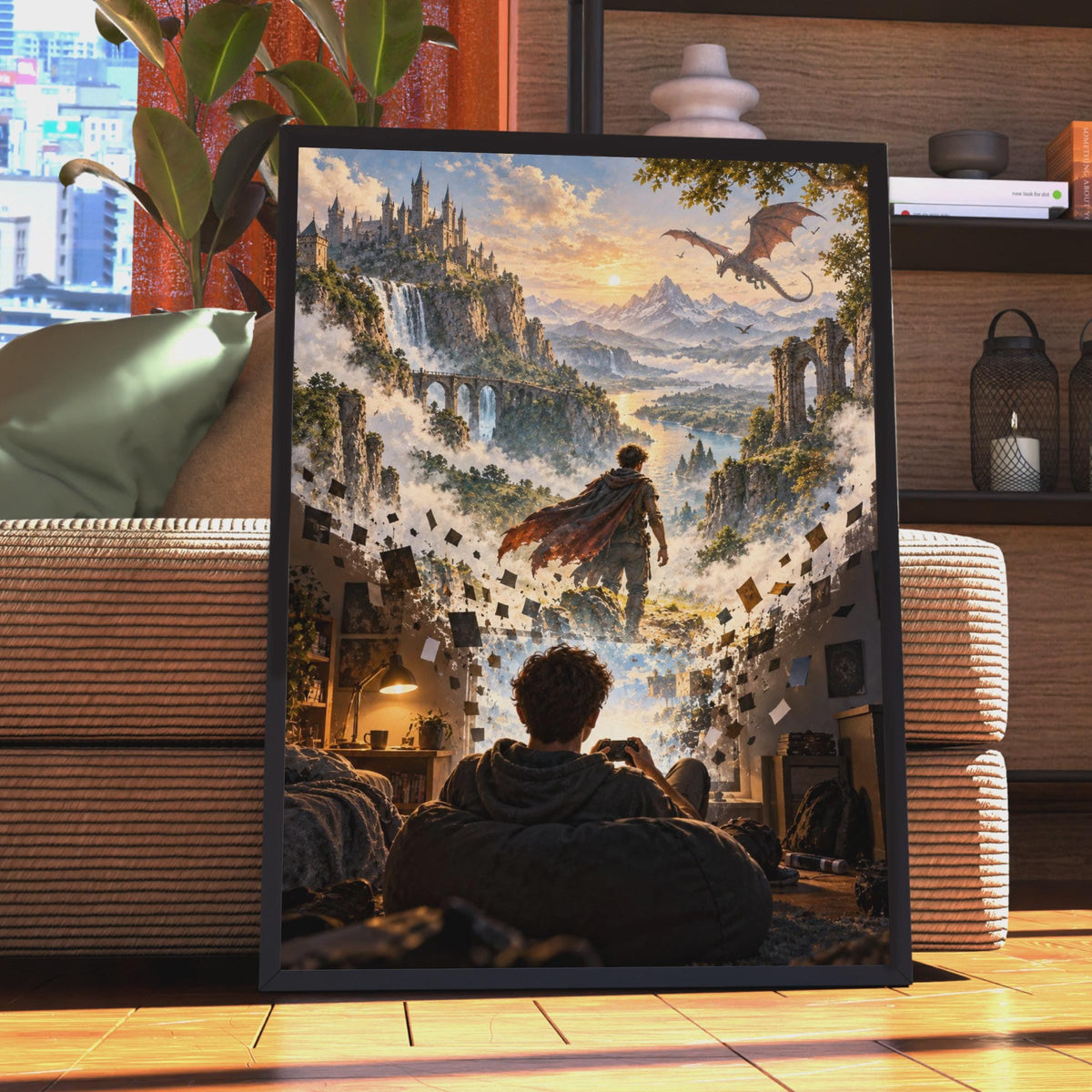 Fantasy Gamer Poster, Dragon Castle Adventure, RPG Wall Art (Print)