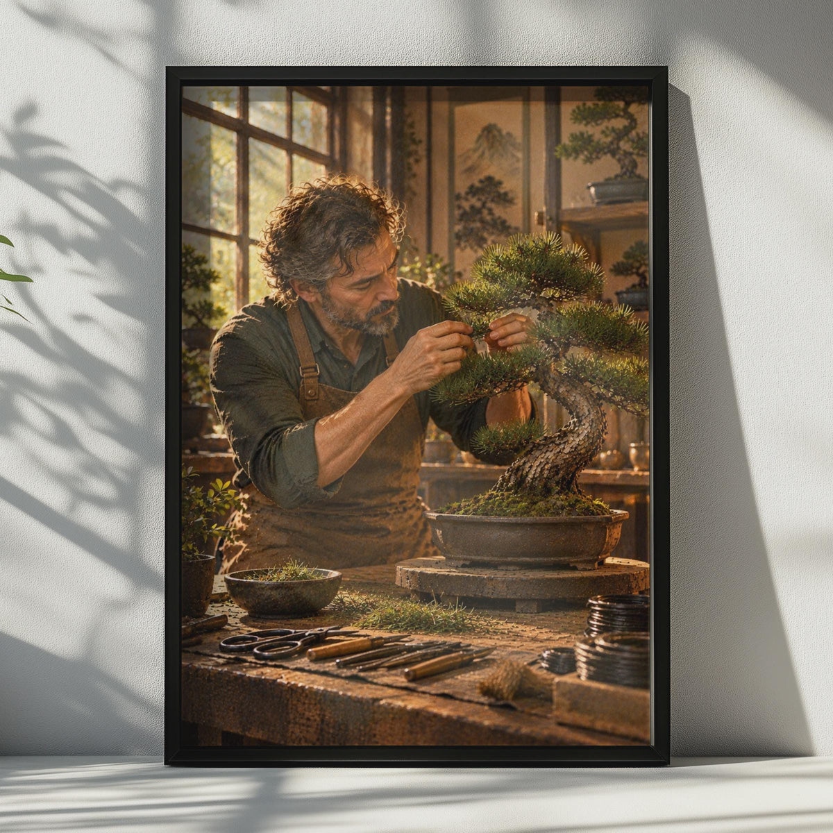 Bonsai Craftsman Poster, Japanese Art, Zen Studio Decor (Print)