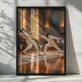 Fencing Duel Poster, Classical Salle Art, Epee Sport Wall Art, Fencer Gift, Olympic Fencing Painting Style, Sport Hobby Room 