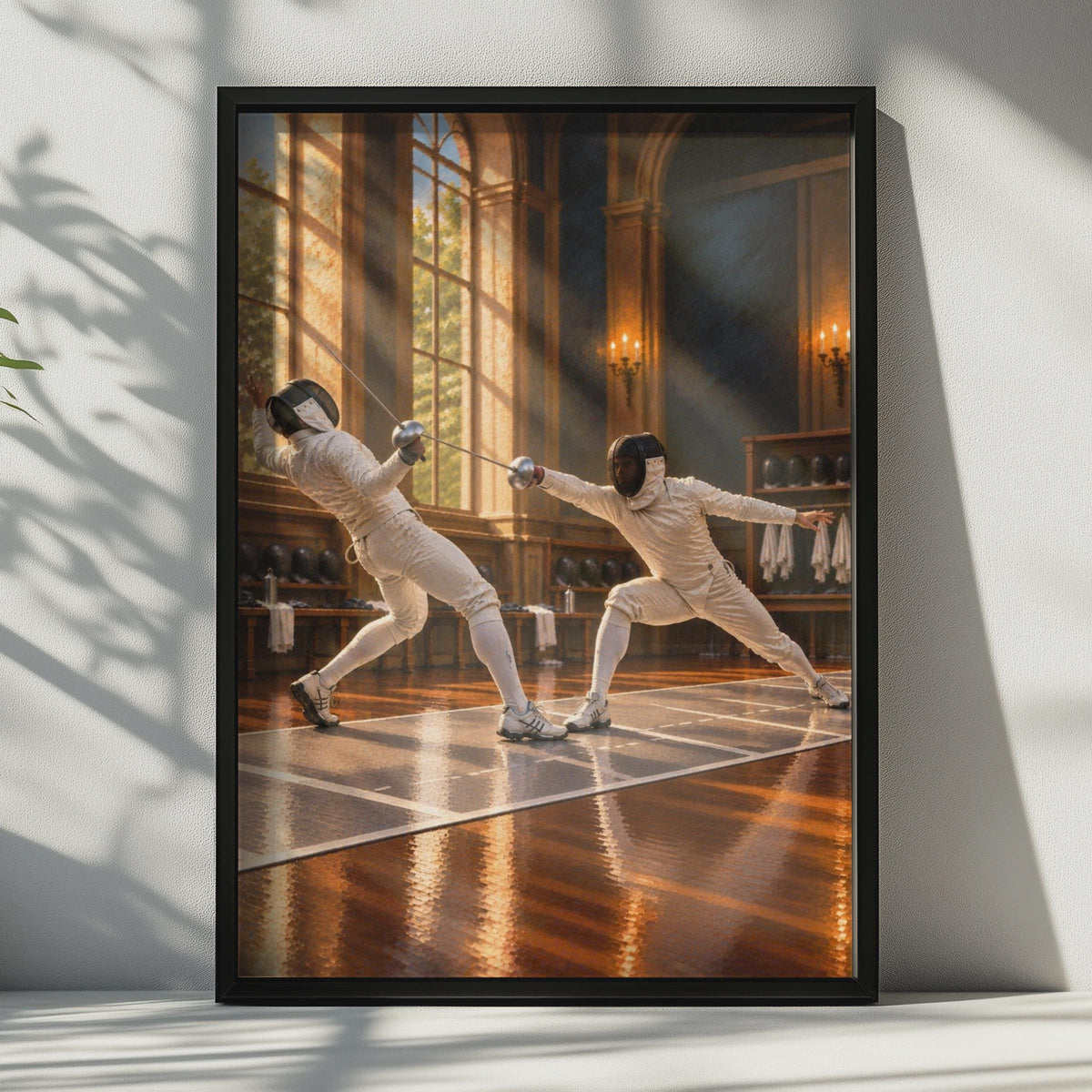 Fencing Duel Poster, Classical Salle Art, Epee Sport Wall Art, Fencer Gift, Olympic Fencing Painting Style, Sport Hobby Room 
