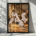 Karate Dojo Throw Poster, Black Belt Training, Japanese Kanji Decor (Print)