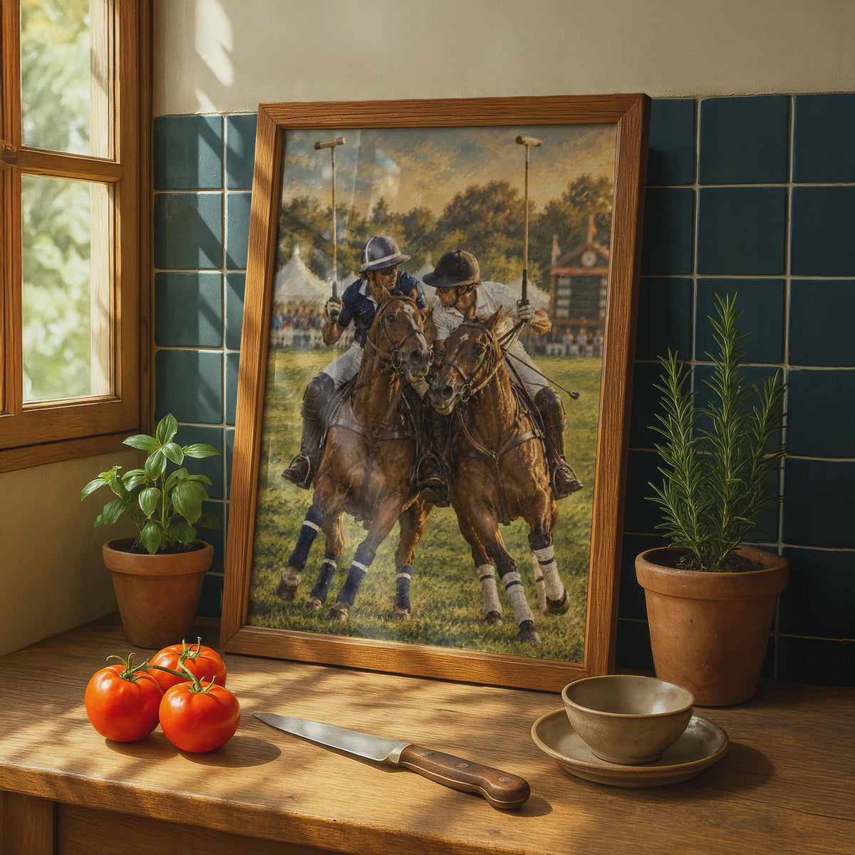 Oil Painting Style Polo Match Poster, Equestrian Wall Art, British Country Sport Print
