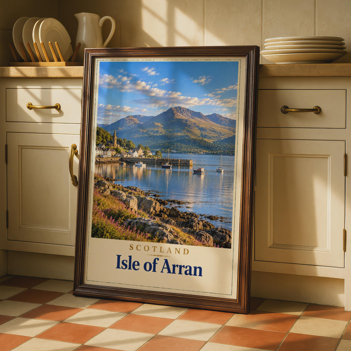 Isle of Arran Scotland Travel Poster, Vintage Coastal Village Art (Print)