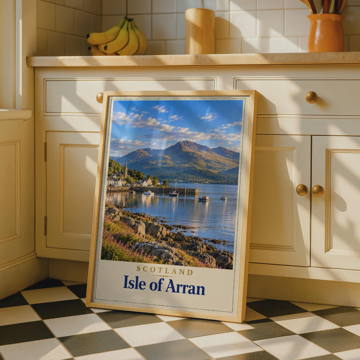 Isle of Arran Scotland Travel Poster, Vintage Coastal Village Art (Print)
