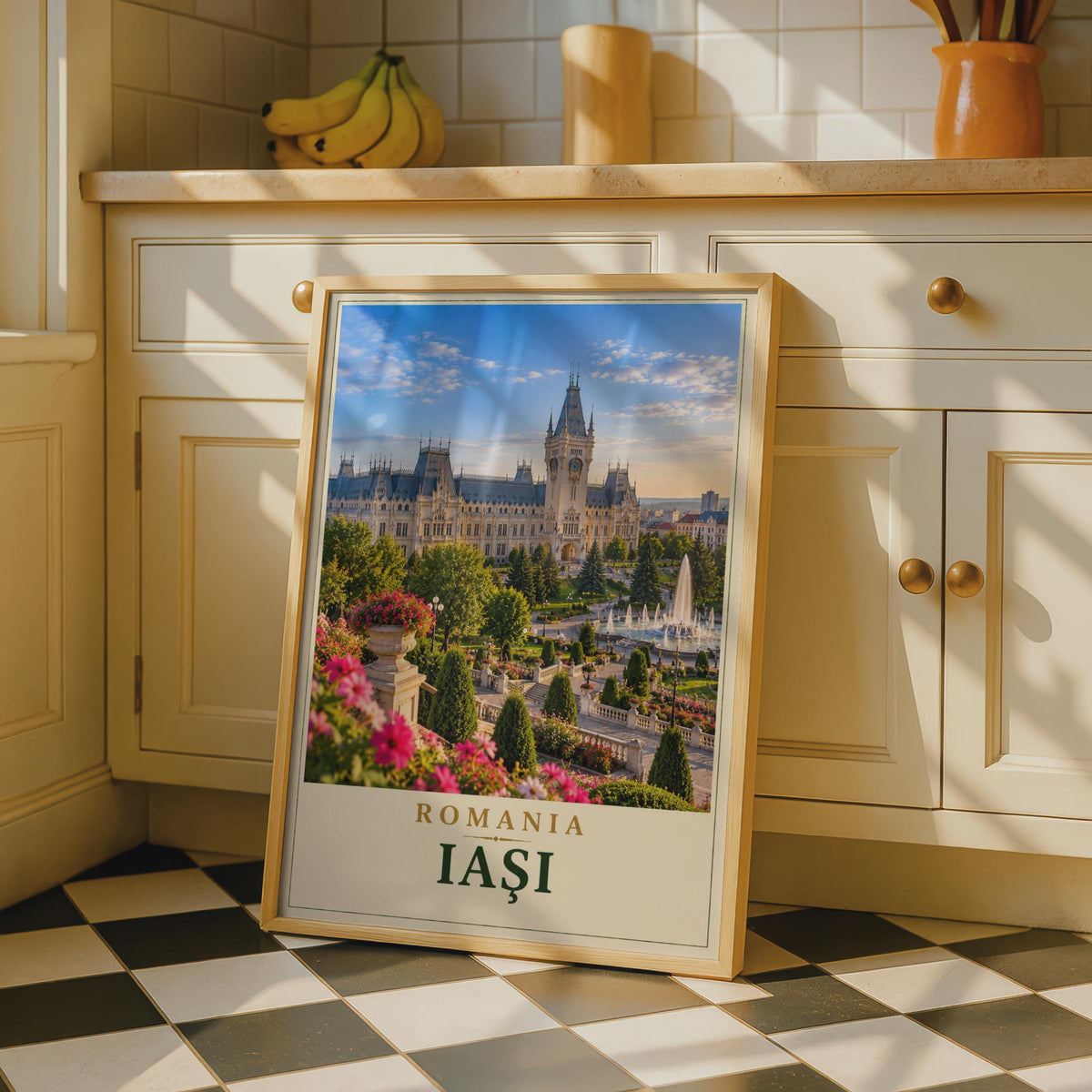 Iasi Romania Travel Poster, Palace of Culture, Eastern Europe Architecture (Print)