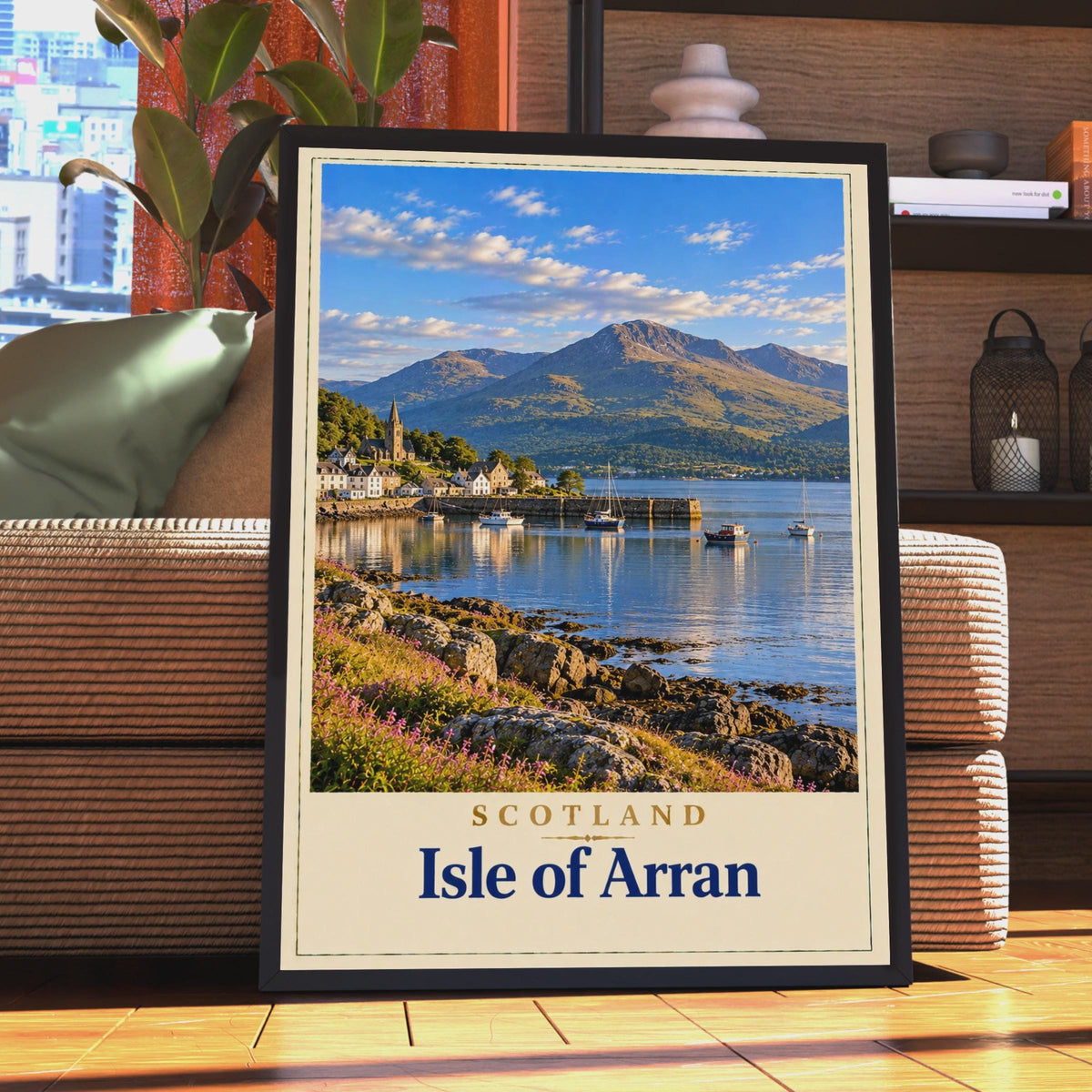 Isle of Arran Scotland Travel Poster, Vintage Coastal Village Art (Print)