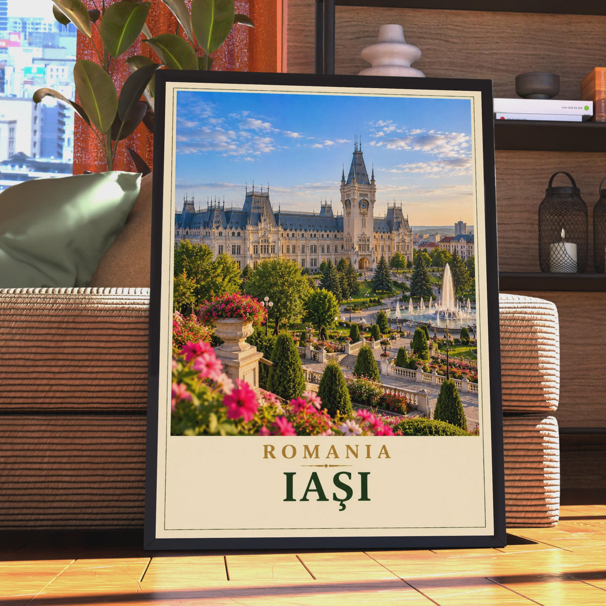 Iasi Romania Travel Poster, Palace of Culture, Eastern Europe Architecture (Print)