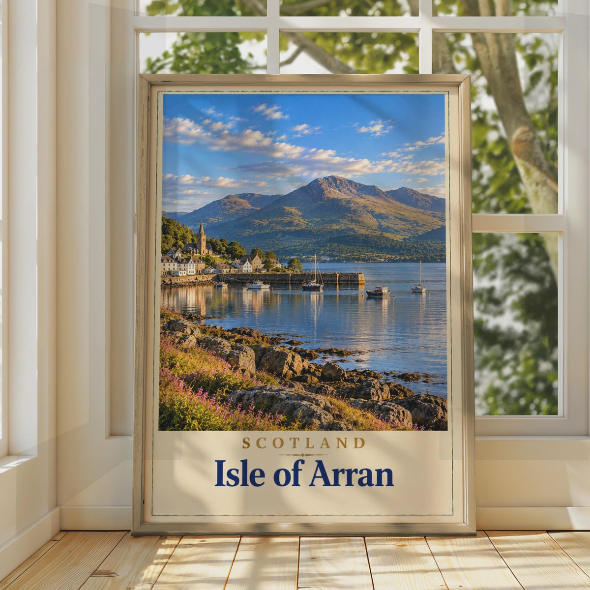 Isle of Arran Scotland Travel Poster, Vintage Coastal Village Art (Print)